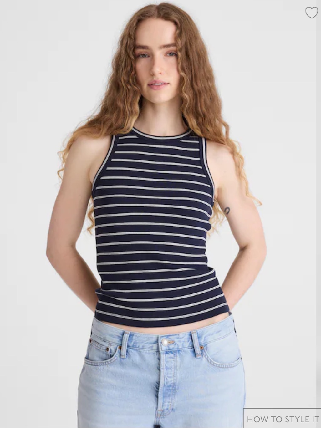 Madewell The Essential Tank In Utility Rib Navy And White Striped